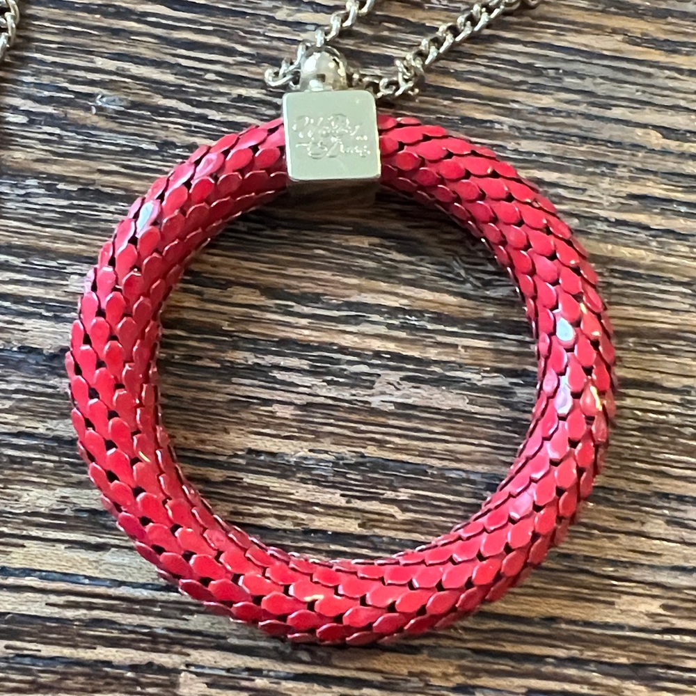 RARE Vintage Whiting and Davis red mesh necklace 24” - Picture 4 of 6